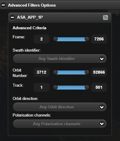 Dataset Advanced Filters Options